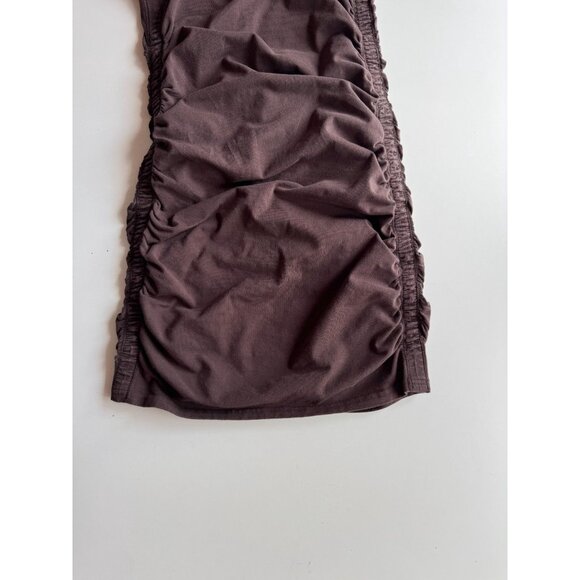 Aritzia TNA Chill Malibu Brown Cotton Jersey Ruched Mini Tank Dress, Size S - Picture 7 of 12